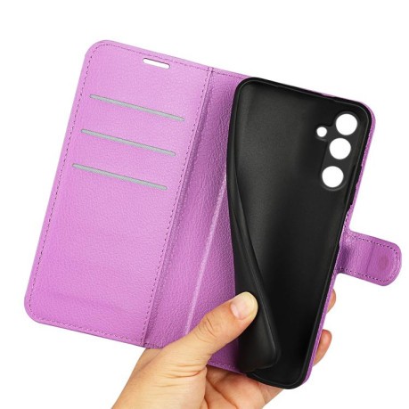 Чехол-книжка Litchi Texture Horizontal Flip Leather на Samsung Galaxy M16 / F16 - фиолетовый