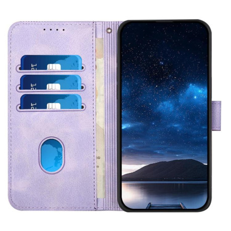 Чехол-книжка Grid Stitching Leather Phone Case with Lanyard для для Motorola Moto G15 - фиолетовый
