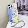 Чехол Electroplating Laser Flower Phone Case with Wrist Strap  для iPhone 16 Pro - Blue Flower