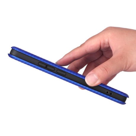 Чехол-книжка Carbon Fiber Texture на Realme GT 7 - синий