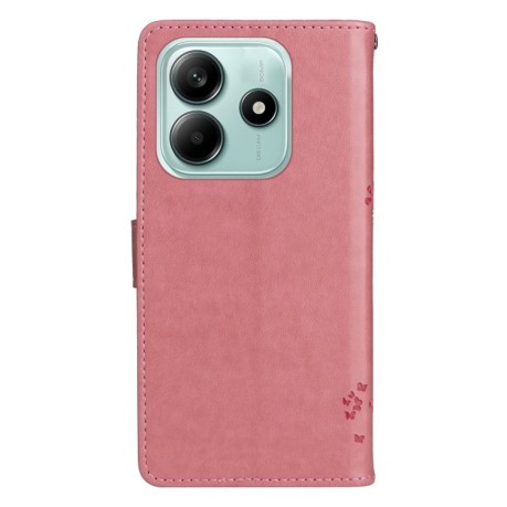 Чехол-книжка Happy Cat Pattern для Xiaomi Redmi Note 14 5G/Poco M7 Pro 5G - розовый