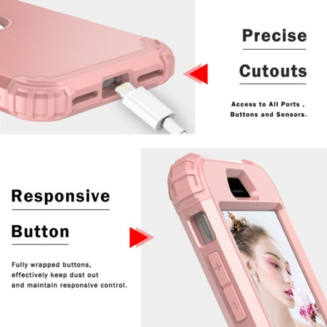 Противоударный чехол Three-piece Anti-drop на iPhone SE 3/2 2022/2020 - розовое золото