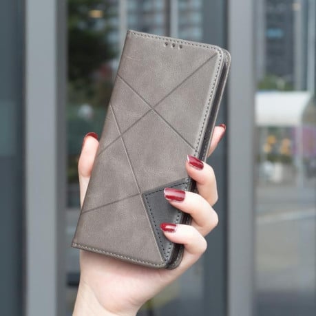 Чехол-книжка Rhombus Texture на Xiaomi Redmi 15C 5G / 4G EU 173mm - серый