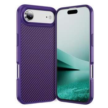 Ударозащитный чехол Carbon Fiber Texture Skin-feel Acrylic TPU на iPhone Air - фиолетовый