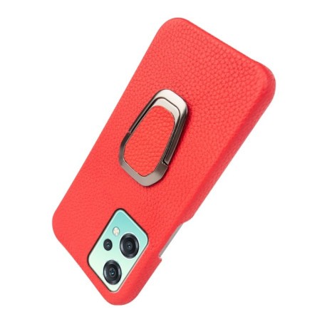 Противоударный чехол Ring Holder Litchi Texture для Realme 9 Pro/OnePlus Nord CE 2 Lite 5G - красный