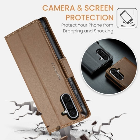Чохол-книжка CaseMe 023 Butterfly Buckle Litchi Texture RFID Anti-theft Leather  для Samsung Galaxy A56 - коричневий