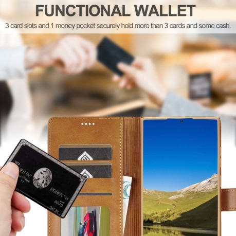 Чохол книжка LCIMEEKE Calf Texture  для Samsung Galaxy S25 Ultra 5G - коричневий