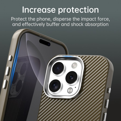 Ударозахисний чохол HMC Carbon Fiber Series IMD на iPhone 16 Pro Max - коричневий