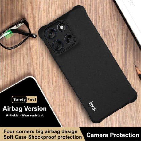 Силіконовий прозорий чохол imak Airbag із посиленими кутами на Motorola Moto G86 Power - чорний