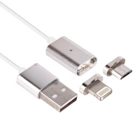 Магнітний зарядний кабель 2 в 1 Lightning та Micro USB to USB для iPhone / Samsung та ін.