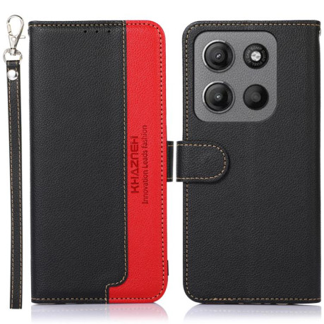 Чехол-книжка KHAZNEH Litchi Texture для Motorola Moto G15 4G / G05 - черный