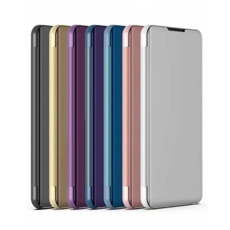 Чехол книжка Clear View на Samsung Galaxy Note 10+Plus Electroplating Mirror- серебристый