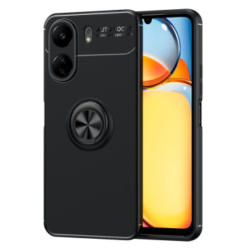 Ударозащитный чехол Metal Ring Holder для Xiaomi Redmi 13C/Poco C65 - черный