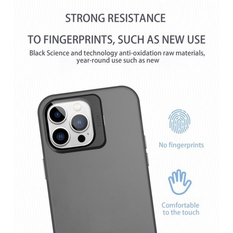 Противоударный чехол Skin Feel Lens Holder Translucent для iPhone 15 Pro Max - черный