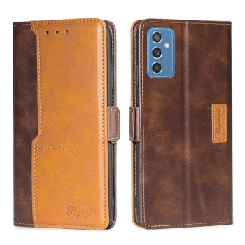 Чехол-книжка Contrast Retro Texture на Samsung Galaxy M52 5G - коричневый