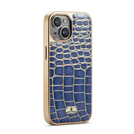 Протиударний чохол Fierre Shann Crocodile Texture для iPhone 15 - синій
