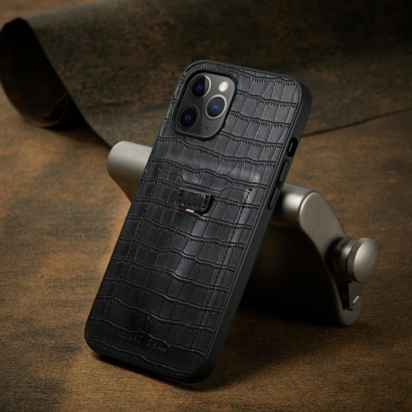 Протиударний чохол Fierre Shann Crocodile Texture для iPhone 12 Pro Max - чорний