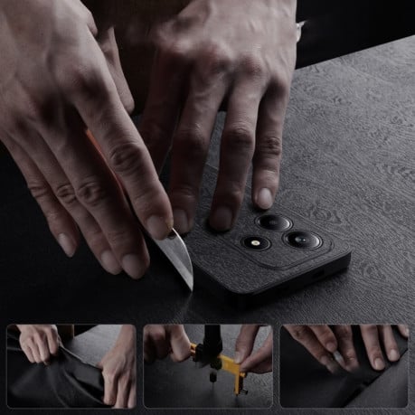 Чехол Tree Bark Leather Shockproof для Xiaomi Redmi Note 14 5G - серый