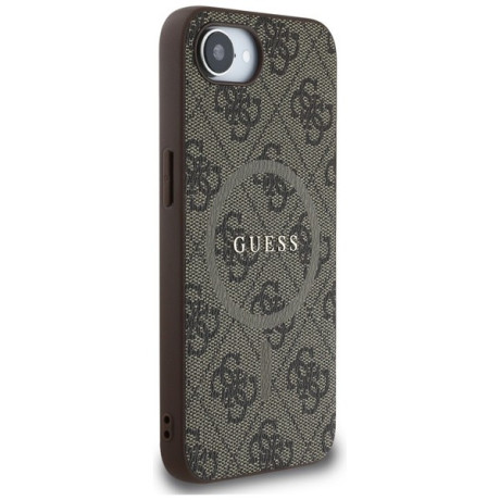 Оригинальный чехол Guess 4G Ring Classic MagSafe для iPhone 16e - Brown