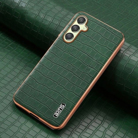 Чехол AZNS Electroplated Frame Crocodile Texture на Samsung Galaxy A16 5G - зеленый