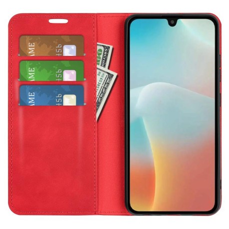 Чехол-книжка Retro Skin Feel Business Magnetic на Samsung Galaxy M16 / F16 - красный