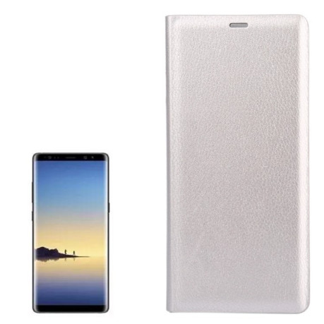 Чохол-книжка Samsung Galaxy Note 8 Litchi Texture зі слотом для кредитних карт перламутровий білий