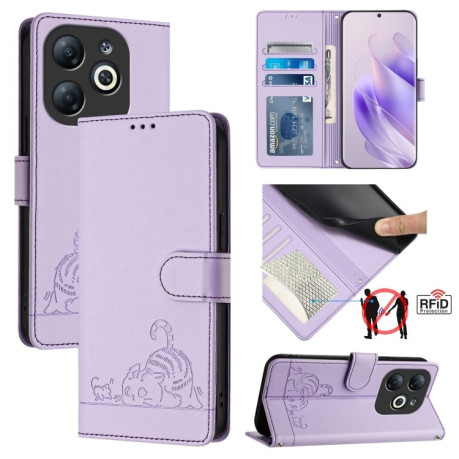 Чохол-книжка Cat Embossing Pattern на Infinix Smart 8 - фіолетовий