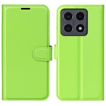 Чехол-книжка с фактурой Litchi и магнитным хлястиком на Xiaomi 15T - зеленый