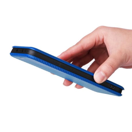 Чехол-книжка Carbon Fiber Texture на OPPO Reno13 5G Global - синий