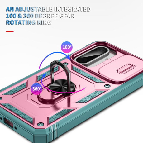 Противоударный чехол Sliding Camshield для Samsung Galaxy A36 5G - Pink+Green