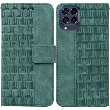Чехол-книжка Geometric Embossed на Samsung Galaxy M33 5G - зеленый