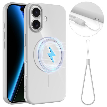 Противоударный чехол Glossy TPU Shockproof MagSafe на iPhone 17 - белый
