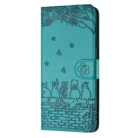 Чохол-книжка Cat Embossing Pattern на iPhone 16e - синій