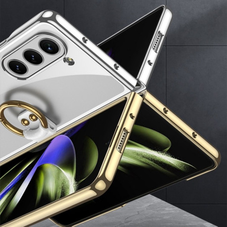 Противоударный чехол GKK Electroplating with Ring для Samsung Galaxy Fold 5 - серебристый