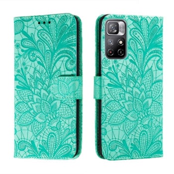 Чехол-книжка Lace Flower для Xiaomi Redmi Note 11 4G Global / Note 11S - зеленый