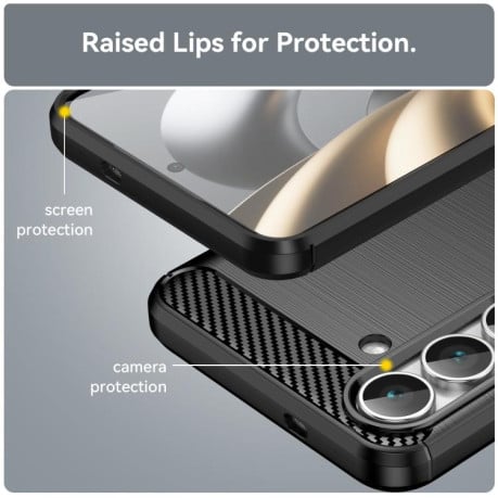 Чехол Brushed Texture Carbon Fiber на Samsung Galaxy S25 FE 5G - черный
