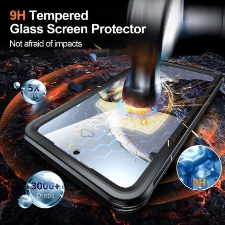 Протиударний скляний чохол Tempered Glass MagSafe для Samsung Galaxy S25+ 5G - чорний
