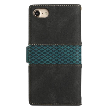 Чохол-книжка Grid Stitching Leather Phone Case with Lanyard для iPhone 16e - чорний