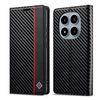 Чехол-книжка LCIMEEKE Carbon Fiber на Xiaomi Redmi Note 15 Pro 5G Global  — чёрный вертикальный