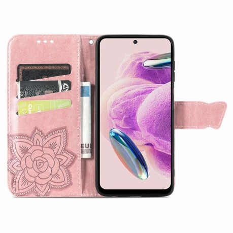 Чехол-книжка Butterfly Love Flower Embossed для Xiaomi Redmi Note 12S - розовое золото