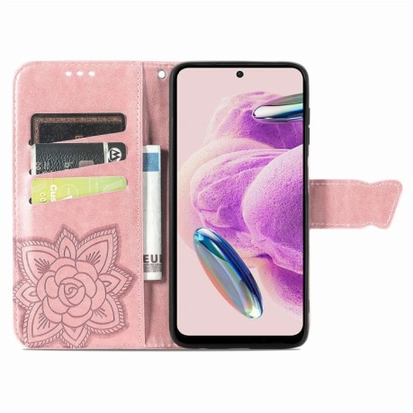 Чохол-книжка Butterfly Love Flower Embossed для Xiaomi Redmi Note 12S - рожеве золото