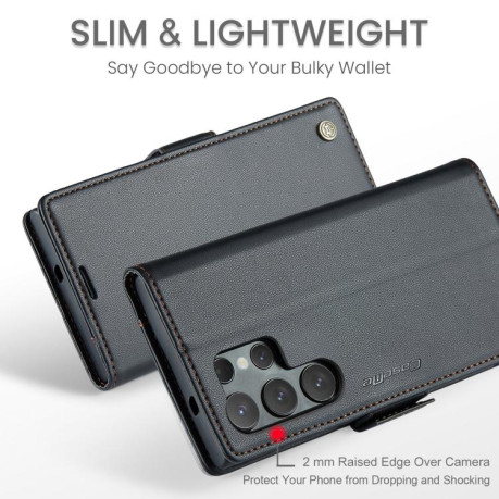 Чохол-книжка CaseMe 023 Butterfly Buckle Litchi Texture RFID Anti-theft Leather  для Samsung Galaxy S25 Ultra 5G - чорний
