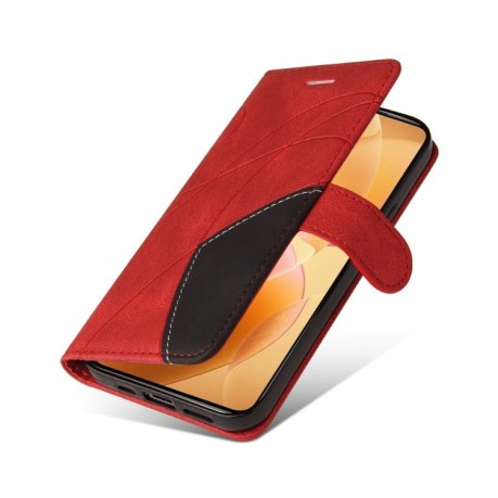 Чохол-книжка Dual-color Splicing Flip Leather для Xiaomi 14T Pro - червоний