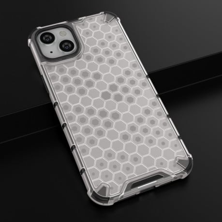Противоударный чехол Honeycomb with Neck Lanyard для iPhone 14 Plus - белый