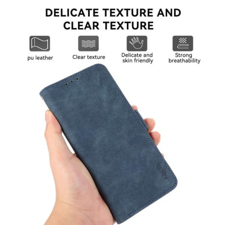 Чохол-книжка ABEEL Color Block із захистом від сканування RFID на Samsung Galaxy S25 FE 5G - синій