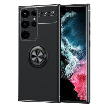 Ударозащитный чехол Metal Ring Holder для Samsung Galaxy S23 Ultra 5G - черный