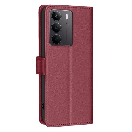 Чехол-книжка Litchi Texture RFID Anti-theft Leather на Realme C75 4G - красный