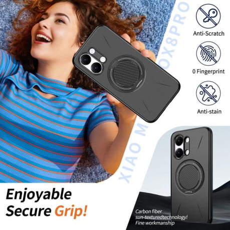Чохол Metal Rotation Holder MagSafe TPU Hybrid PC з металевим поворотним тримачем і MagSafe на Xiaomi Redmi Turbo 5 Max 5G / Poco X8 Pro Max 5G — чорний