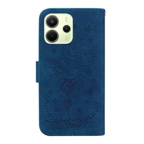 Чехол-книжка Butterfly Rose Embossed для Xiaomi Redmi Note 14 4G 164.48mm - синий