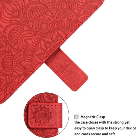 Чехол-книжка Mandala Embossed Flip для iPhone 14 Plus - красный